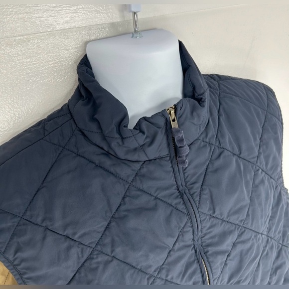 J.Crew Authentic Outerwear Quilted Vest XL Navy Blue Tan Lining - Picture 11 of 13
